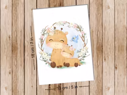 Mum and child (Giraffe) - Art print