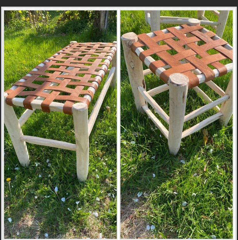 Pall & bänk läder