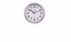 Väggklocka 27 cm med svepsekund - tystgående - vit och silver - 10-pack