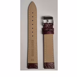 Mörkrött - Vinrött läderarmband mönstrat med söm och stålspänne 18 - 20 mm