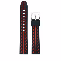 Svart & rött mjukt mönstrat silikonarmband 20-24 mm