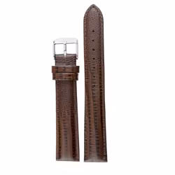 Brunt stoppat ödlemönstrat läderarmband - 12 - 24 mm