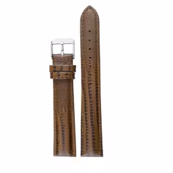 Ljusbrunt stoppat ödlemönstrat läderarmband - 12, 14, 16, 18, 20, 22 & 24 mm