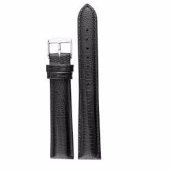 Svart stoppat ödlemönstrat läderarmband - 12 - 24 mm