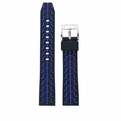 Svart & blått mjukt mönstrat silikonarmband 20-24 mm
