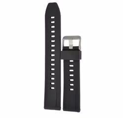 Svart mjukt silikonarmband  Vågräta linjer 20 & 22 mm - Quick release