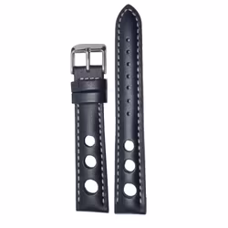 Designat svart läderarmband med runda hål 18-22 mm