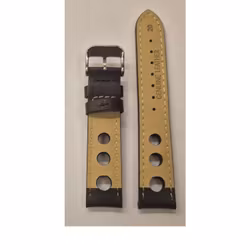 Designat svart läderarmband med runda hål 18-22 mm