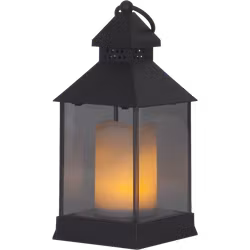 LED-lykta Flame Lantern – svart, 25 cm