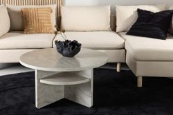ÅLESUND Soffbord Beige Marmor-look ⌀85