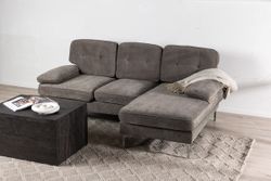 REMIS 3-Sits Soffa Mörkgrå m loungdel
