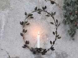 Krans för värmeljus m. upphängning, H35/L29 cm Antique Mässing
