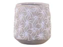 Kruka m blommor H15,5/Ø14,5 cm fransk grå