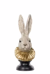 Dekorationsfigur Kaninhuvud med guldkrage 38 cm