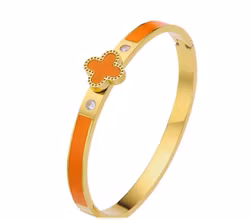 Bangle Single Klöver Orange Guld - By Odahl