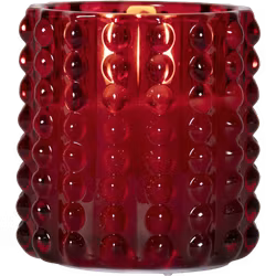 Ljuslykta Glas Röd LED Batteriljus Dotty 9x9cm