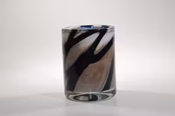 Ljuslykta Svart Beige Handgjord Återvunnet glas D10x13cm