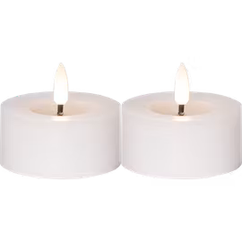 LED Värmeljus 2-pack Flamme Flow – större modell i vit vax