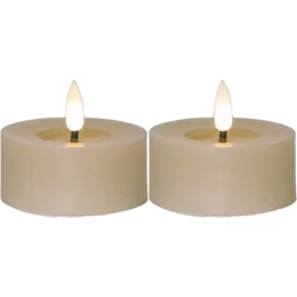 LED Värmeljus 2-pack Flamme Flow – beige vax, större modell