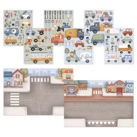 Klistermärkesbok Little Dutch – Historia Bilar | Kreativ aktivitetsbok med 100 klistermärken