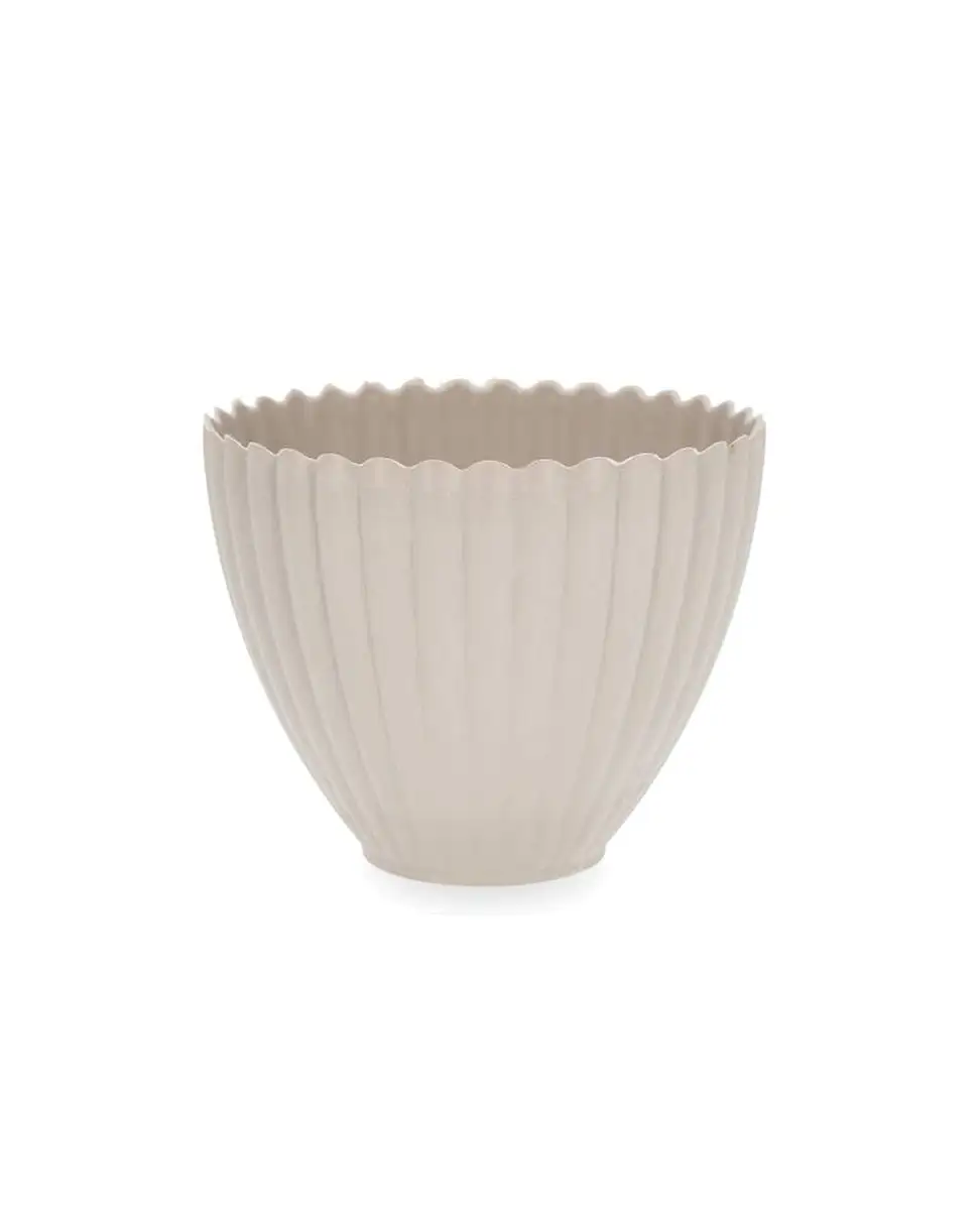 Blomkruka Romantik beige – rund kruka med vågig kant
