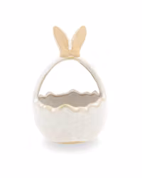 Kruka korg med kaninöron – vit & beige