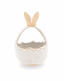 Kruka korg med kaninöron – vit & beige