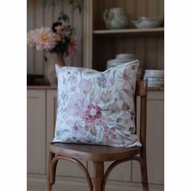 Kuddfodral Blommor Pastellrosa/Offwhite