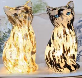 Bordslampa “Katt” Brun/Vit Melerad