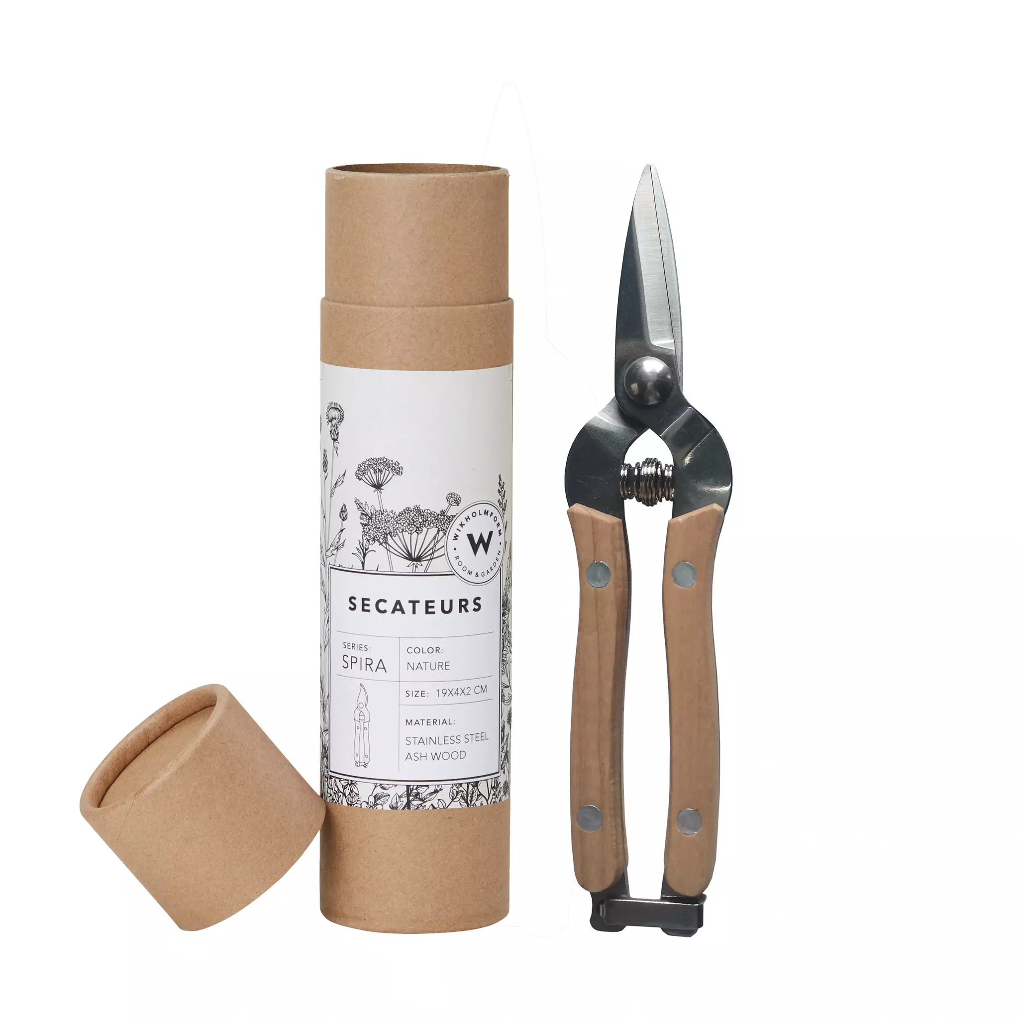 SPIRA Sekatör i rostfritt stål & askträ