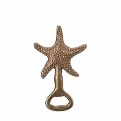 SEABREEZE Flasköppnare guld antik – snäcka, sjöstjärna, palm