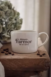 Mugg Älskade Farmor – Majas stengodsmugg 3 dl | Present till farmor