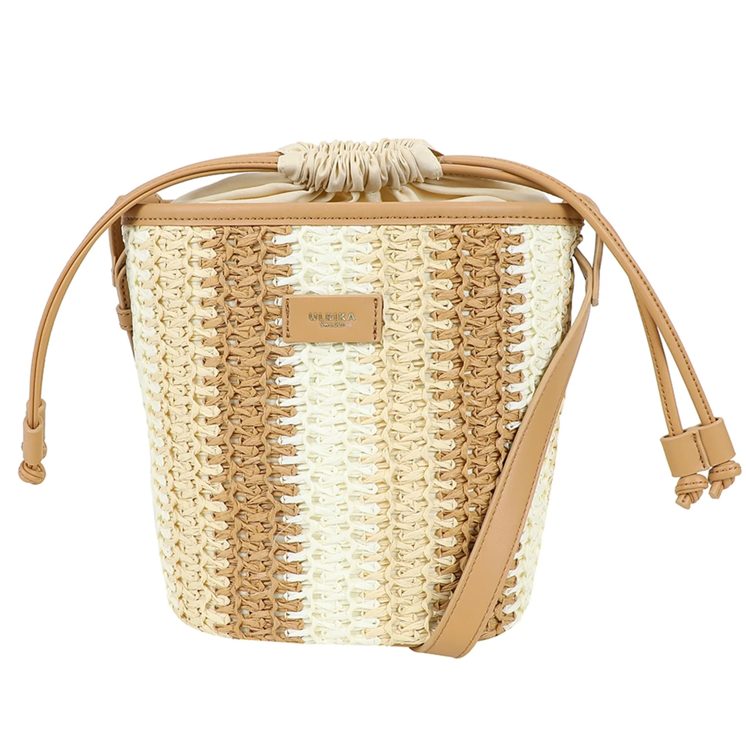 Bucketväska Straw – Somrig hinkväska i strå & konstläder