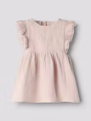 Hängselklänning i muslin med broderi – Ekologisk bomull | Lil'Atelier