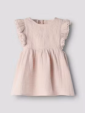 Hängselklänning i muslin med broderi – Ekologisk bomull | Lil'Atelier