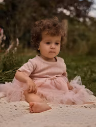 Bodyklänning Peach Whip med tyll – Ekologisk bomull | Lil'Atelier