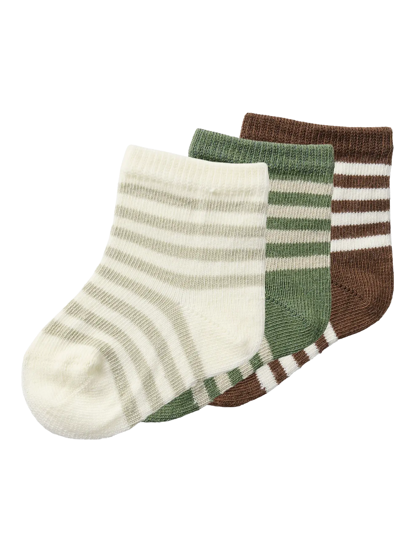 Rossa 3-pack randiga baby strumpor – Turtledove - Lil' Atelier