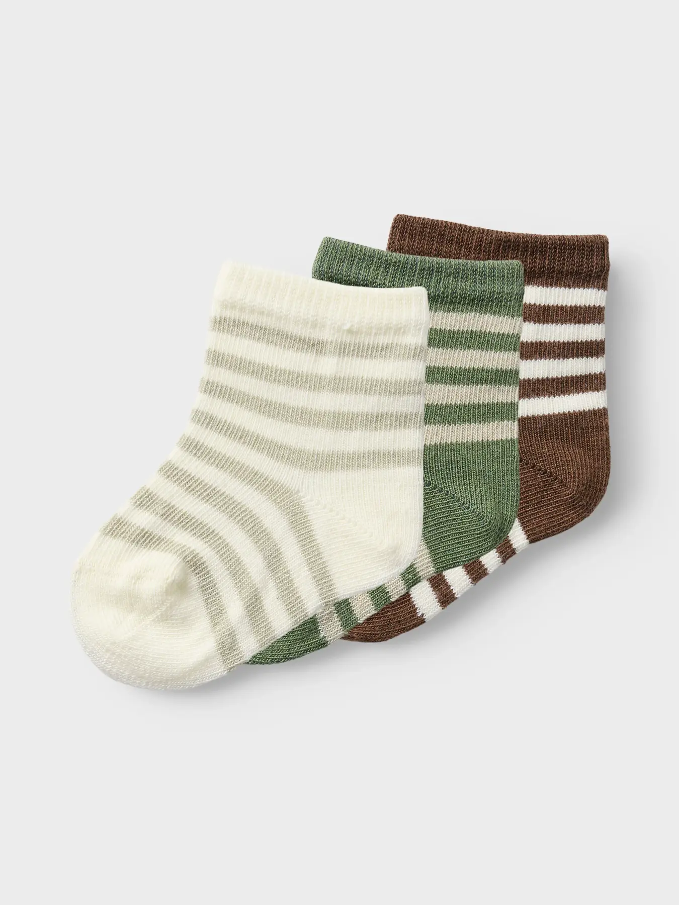 Rossa 3-pack randiga baby strumpor – Turtledove - Lil' Atelier