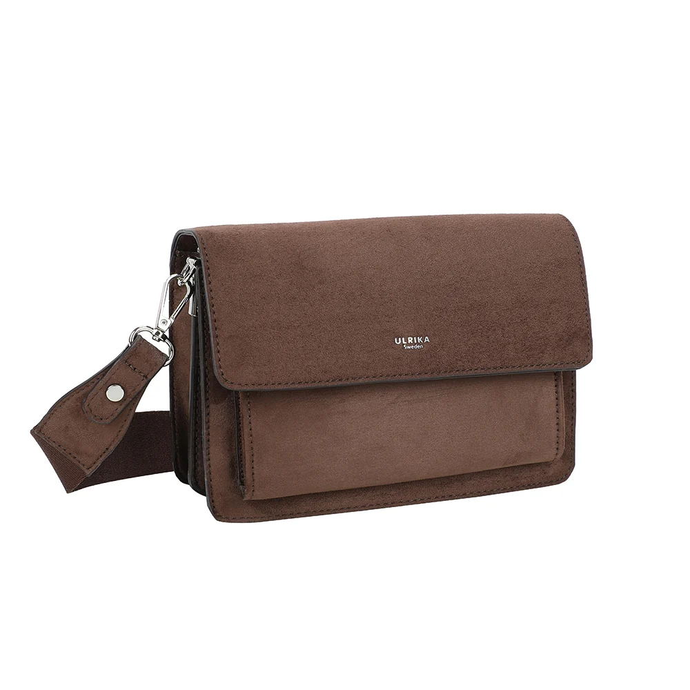 Ulrika Design Suede Crossbody Boxväska Mörkbrun – mockaliknande axelväska