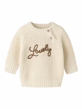 Lil’ Atelier Emlen stickad babytröja – Turtledove Lovely