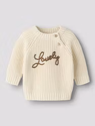 Lil’ Atelier Emlen stickad babytröja – Turtledove Lovely