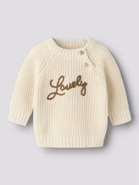 Lil’ Atelier Emlen stickad babytröja – Turtledove Lovely