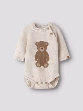 Lil' Atelier Galto Ria stickad babybody – Turtledove Teddy