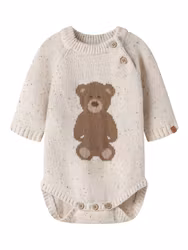 Lil' Atelier Galto Ria stickad babybody – Turtledove Teddy