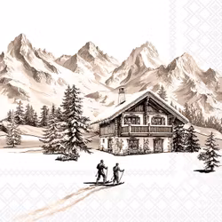 Ski Chalet – servetter med fjällmotiv