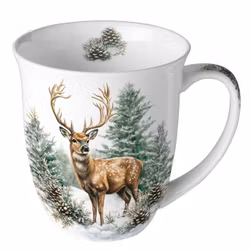 Winter Stag White – mugg med hjortmotiv, 0,4 liter