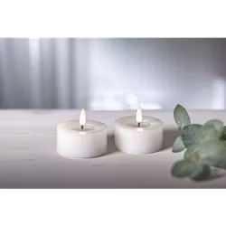 LED-värmeljus 2-pack Flamme Flow – vit, 7 cm