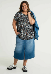 Alena Long Denim Baggy Skirt - Gozzip