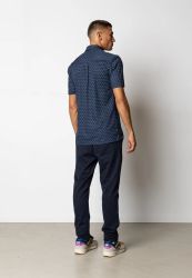 Clean Formal AOP Strect shirt S/S Navy - Clean Cut copenhagen