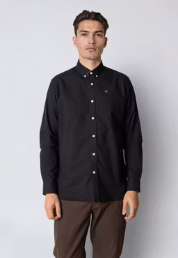 Oxford Stretch Plain L/S Black - Clean Cut Copenhagen